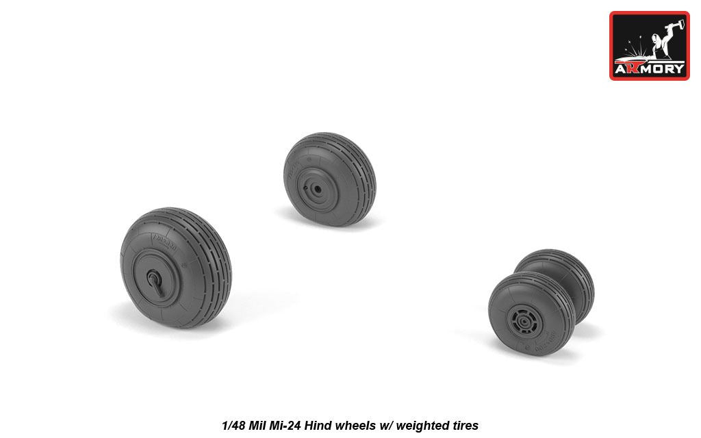 Armory AW48031 1:48 Mil Mi-24 Hind wheels with weighted tires/tyres