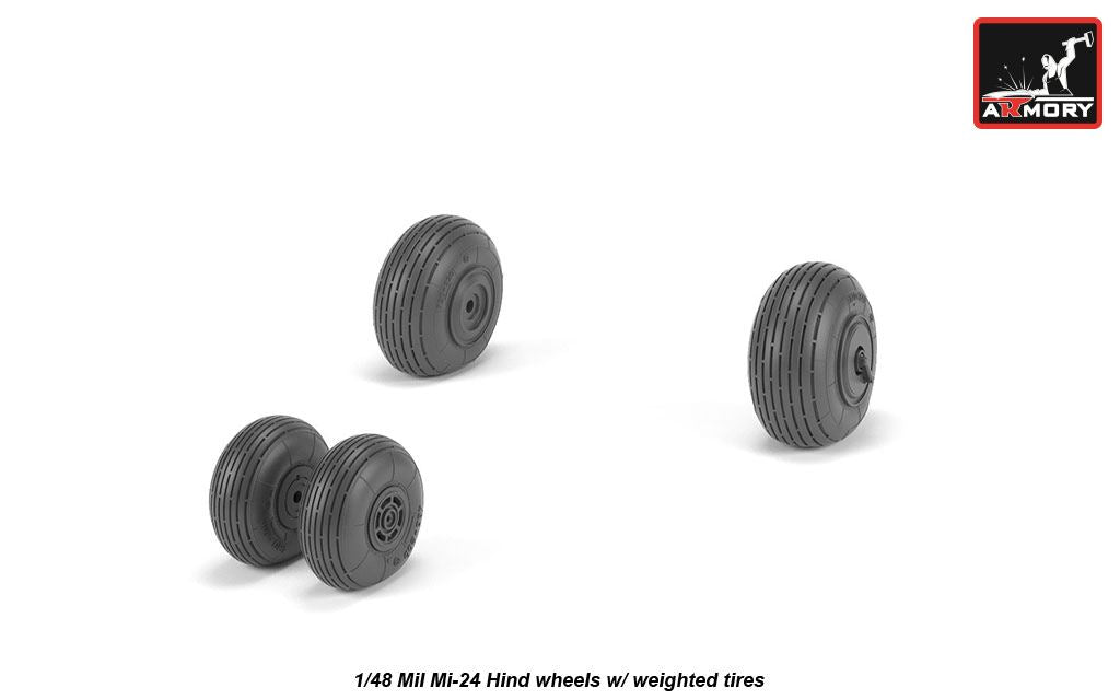 Armory AW48031 1:48 Mil Mi-24 Hind wheels with weighted tires/tyres