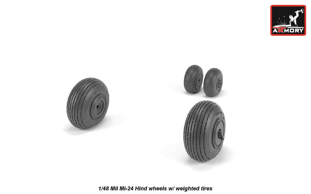 Armory AW48031 1:48 Mil Mi-24 Hind wheels with weighted tires/tyres