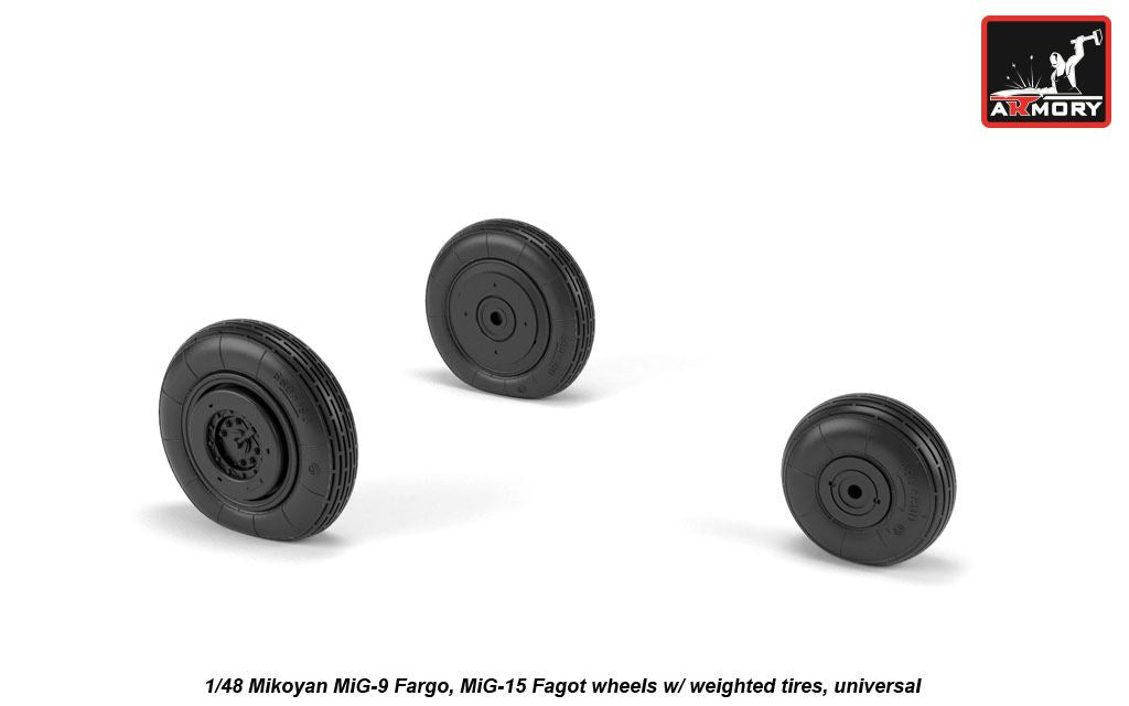 Armory AW48032 1:48 Mikoyan MiG-9 Fargo / MiG-15 Fagot (early) wheels with weighted tires/tyres