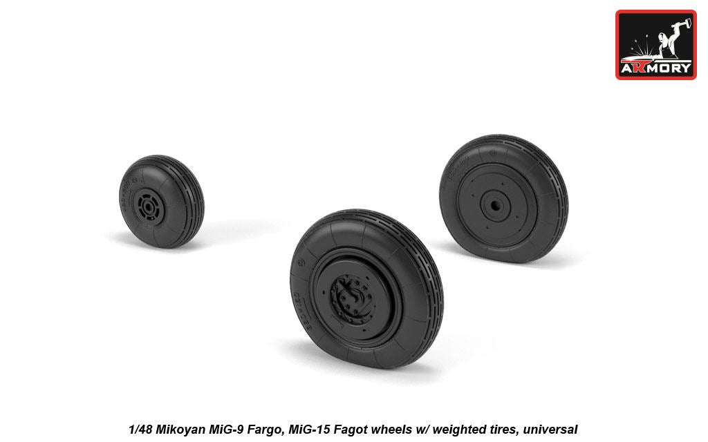 Armory AW48032 1:48 Mikoyan MiG-9 Fargo / MiG-15 Fagot (early) wheels with weighted tires/tyres