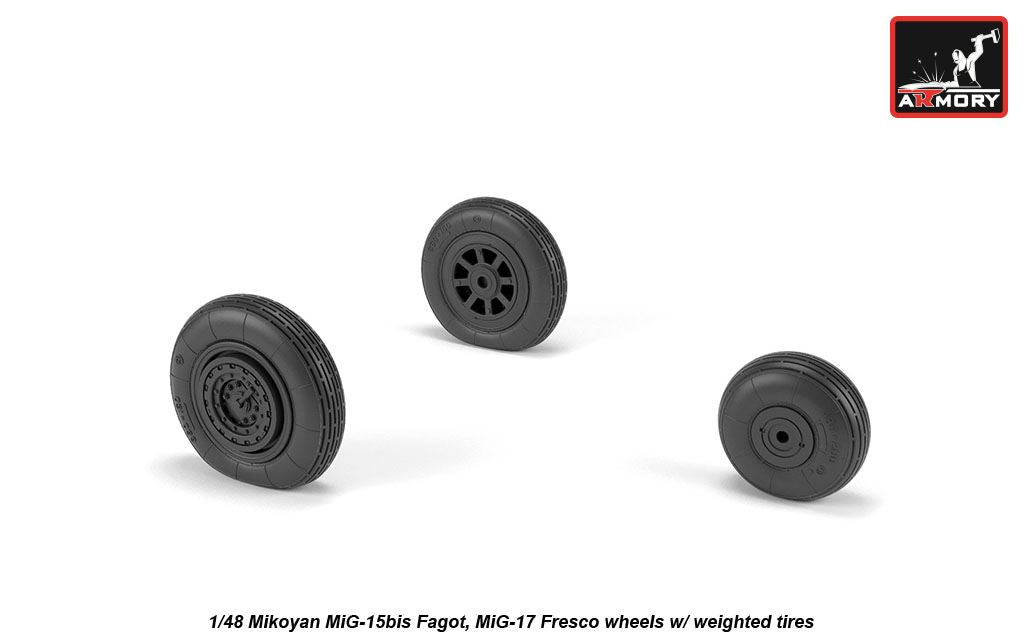 Armory AW48033 1:48 Mikoyan MiG-15bis Fagot (late) / MiG-17 Fresco wheels with weighted tires/tyres