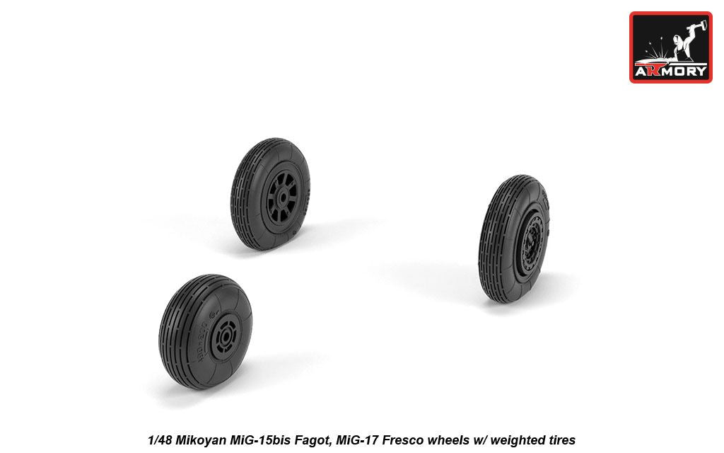 Armory AW48033 1:48 Mikoyan MiG-15bis Fagot (late) / MiG-17 Fresco wheels with weighted tires/tyres