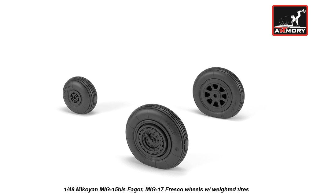 Armory AW48033 1:48 Mikoyan MiG-15bis Fagot (late) / MiG-17 Fresco wheels with weighted tires/tyres