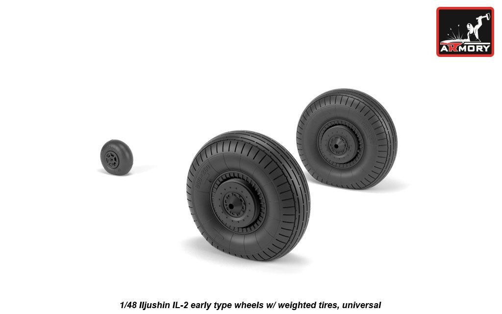 Armory AW48034 1:48 Iljushin IL-2 Bark (early) wheels with weighted tires/tyres