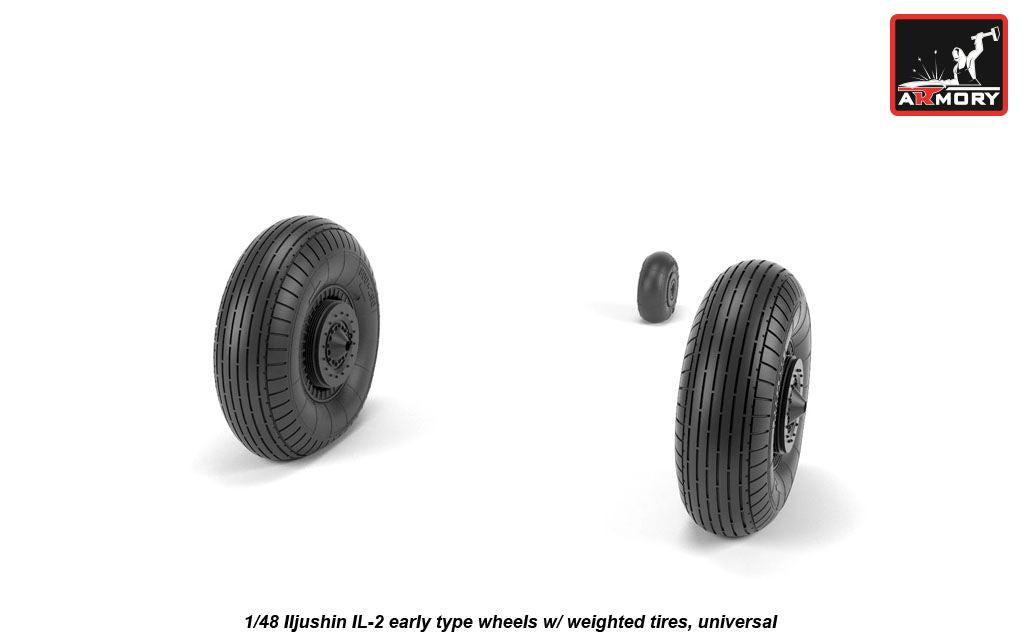 Armory AW48034 1:48 Iljushin IL-2 Bark (early) wheels with weighted tires/tyres