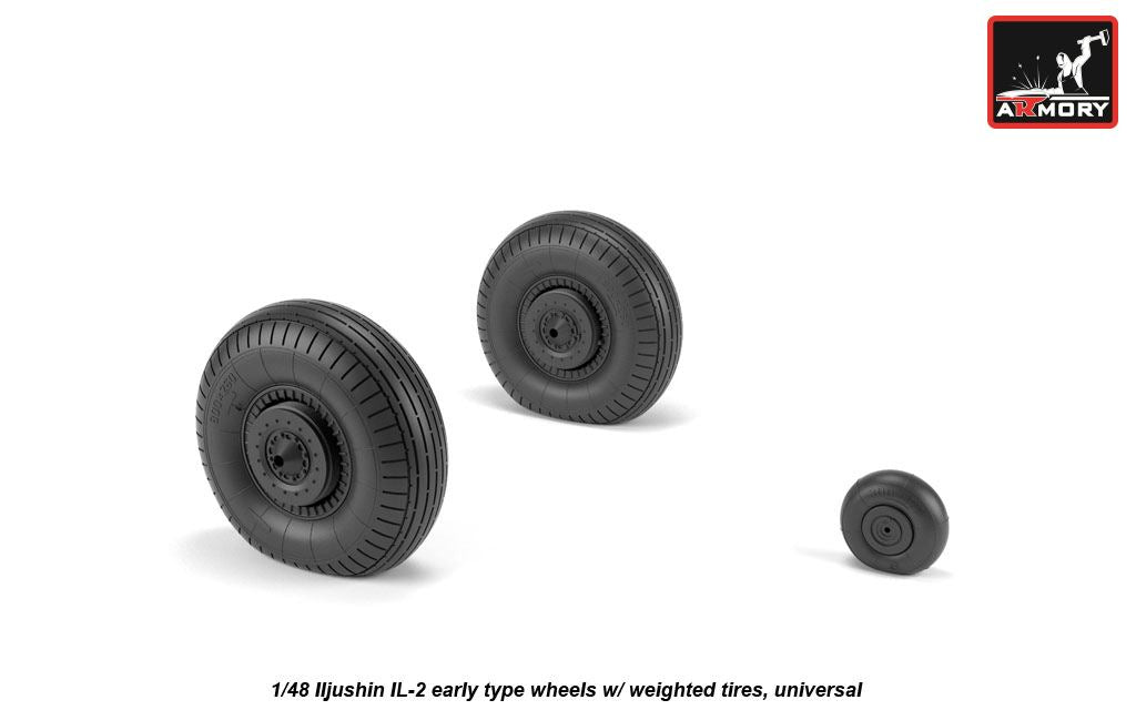 Armory AW48034 1:48 Iljushin IL-2 Bark (early) wheels with weighted tires/tyres