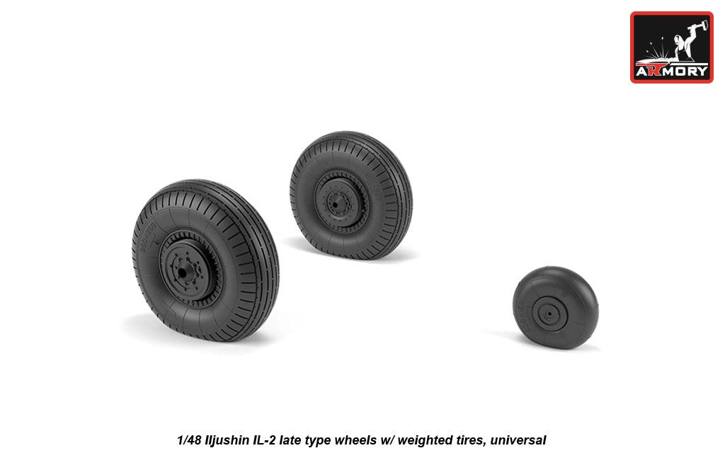 Armory AW48035 1:48 Iljushin IL-2 Bark (late) wheels with weighted tires/tyres,