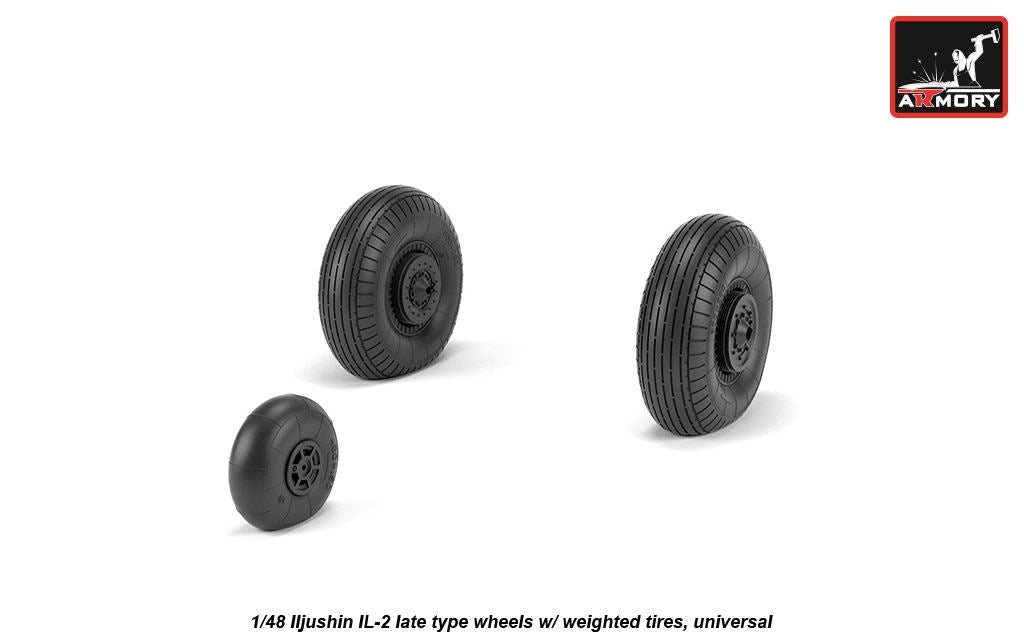 Armory AW48035 1:48 Iljushin IL-2 Bark (late) wheels with weighted tires/tyres,