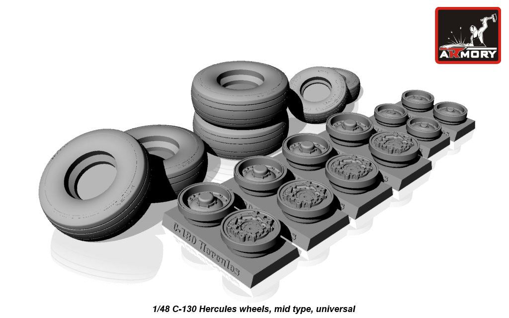 Armory AW48310 1:48 Lockheed C-130 Hercules wheels, mid type