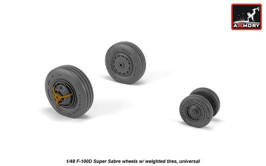Armory AW48316 1:48 North-American F-100D Super Sabre wheels with weighted tires/tyres