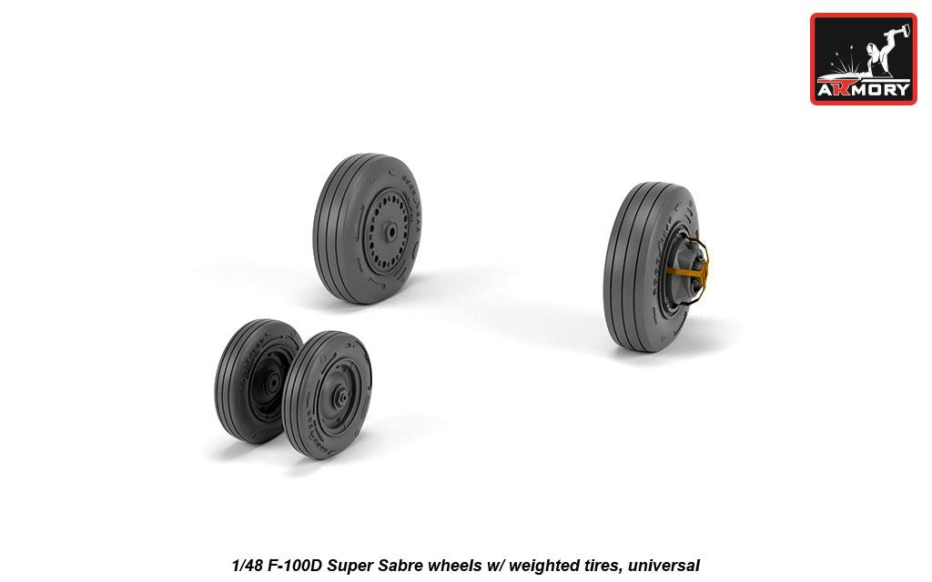 Armory AW48316 1:48 North-American F-100D Super Sabre wheels with weighted tires/tyres