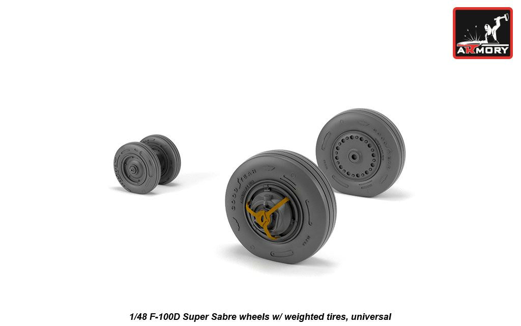 Armory AW48316 1:48 North-American F-100D Super Sabre wheels with weighted tires/tyres
