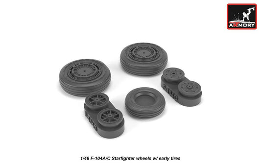 Armory AW48317 1:48 Lockheed F-104A/F-104C Starfighter early wheels, with optional nose wheels, weighted