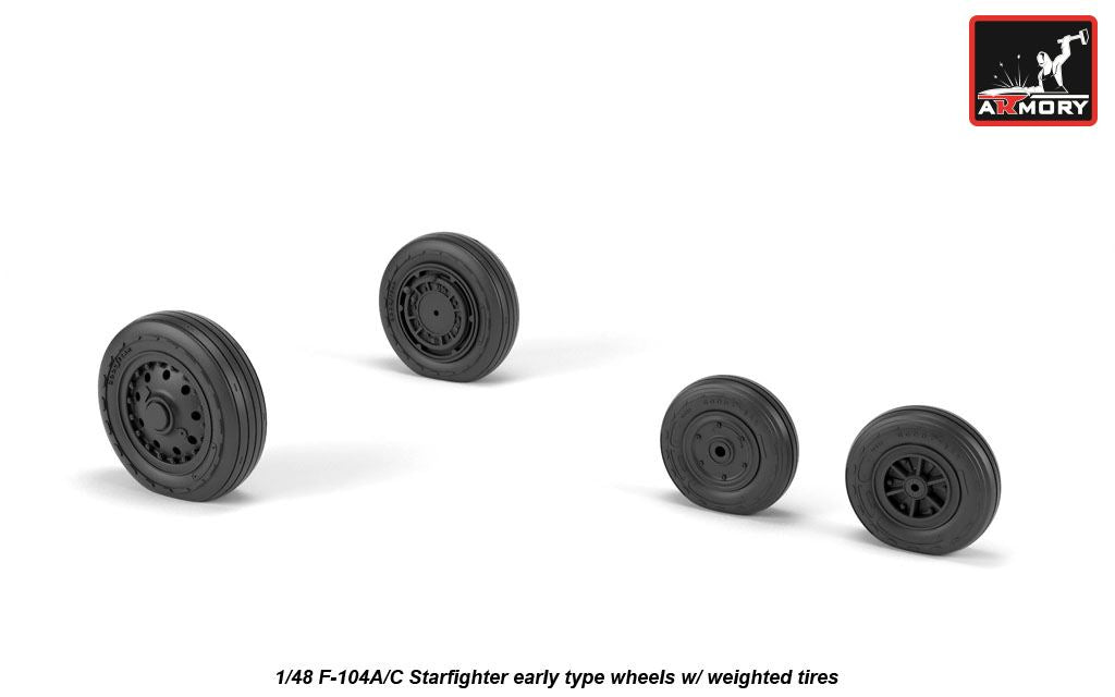 Armory AW48317 1:48 Lockheed F-104A/F-104C Starfighter early wheels, with optional nose wheels, weighted