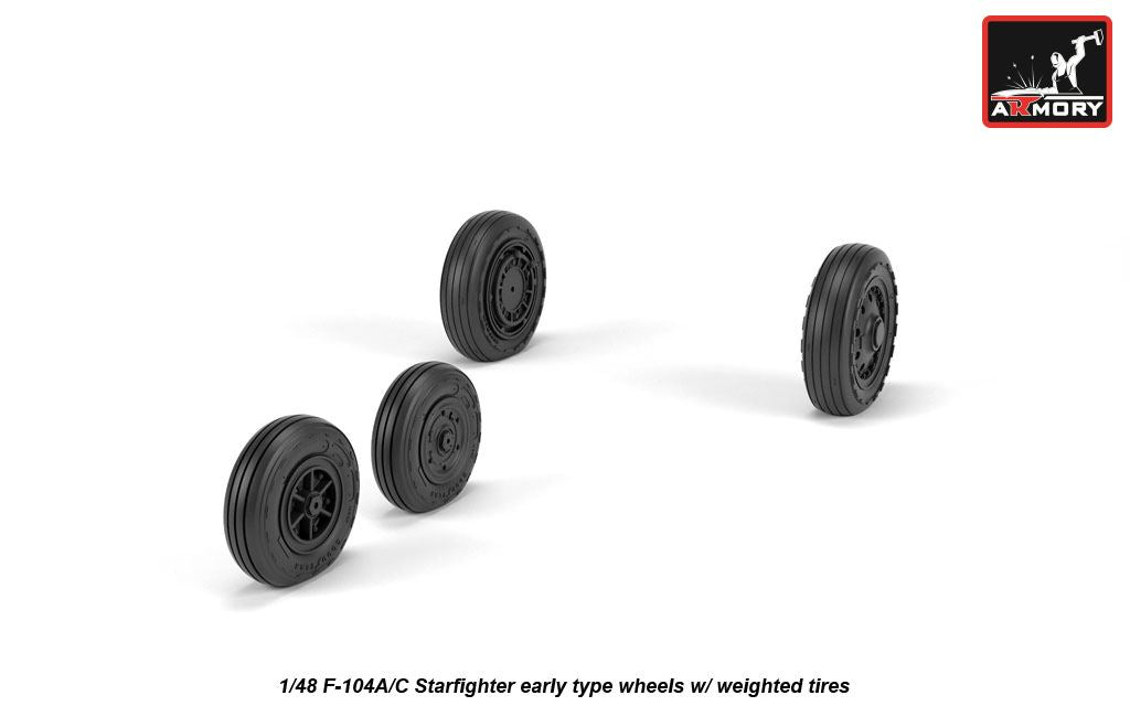 Armory AW48317 1:48 Lockheed F-104A/F-104C Starfighter early wheels, with optional nose wheels, weighted
