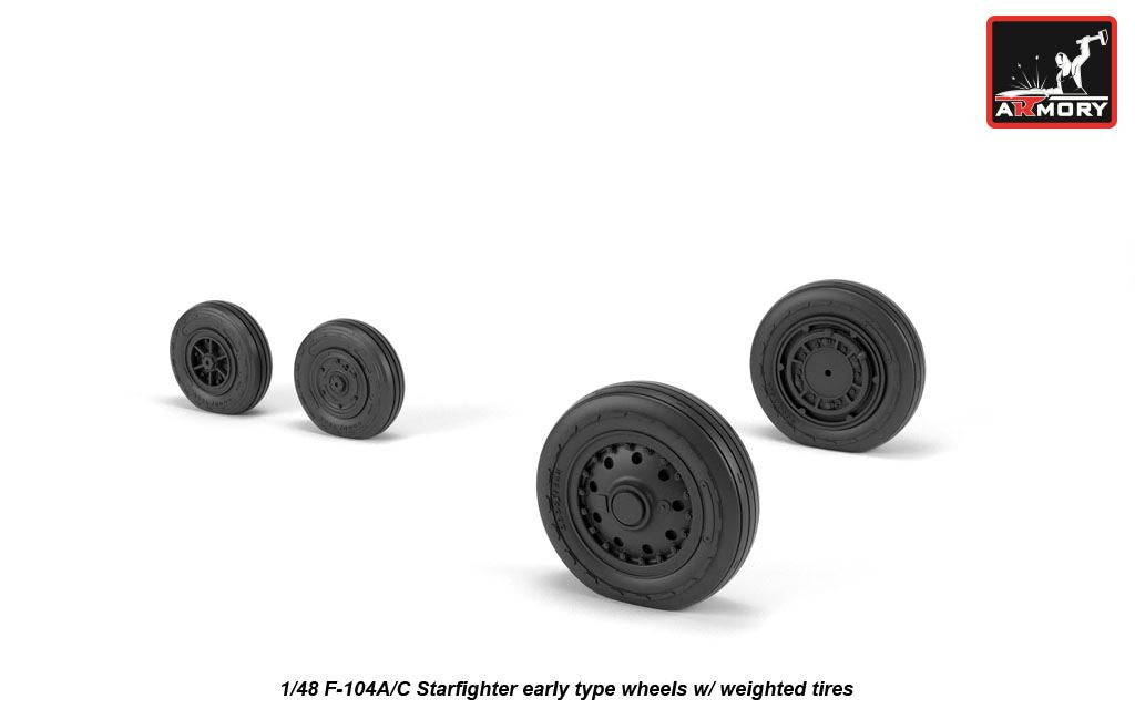 Armory AW48317 1:48 Lockheed F-104A/F-104C Starfighter early wheels, with optional nose wheels, weighted