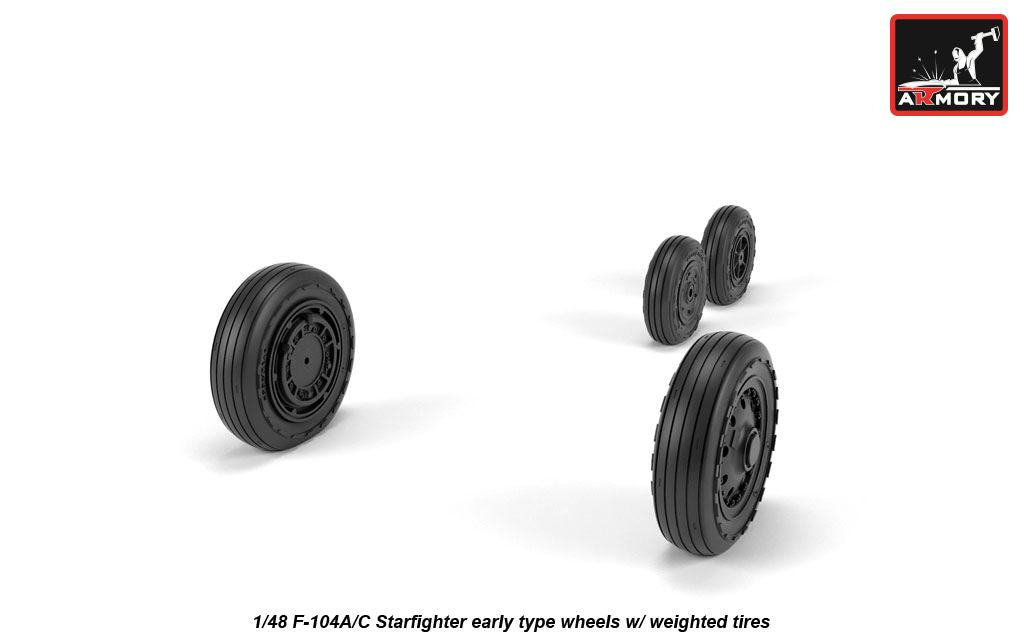 Armory AW48317 1:48 Lockheed F-104A/F-104C Starfighter early wheels, with optional nose wheels, weighted