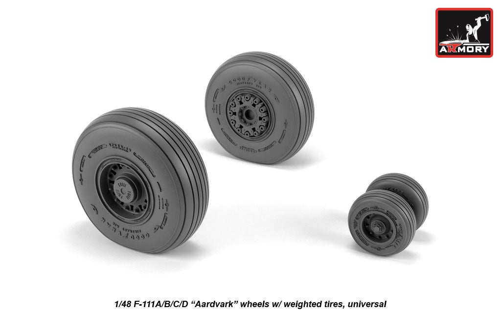 Armory AW48319 1:48 General-Dynamics F-111 Aardvark early type wheels with weighted tires/tyres