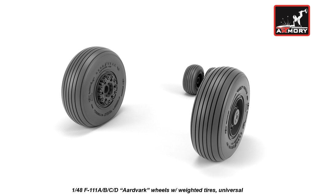 Armory AW48319 1:48 General-Dynamics F-111 Aardvark early type wheels with weighted tires/tyres