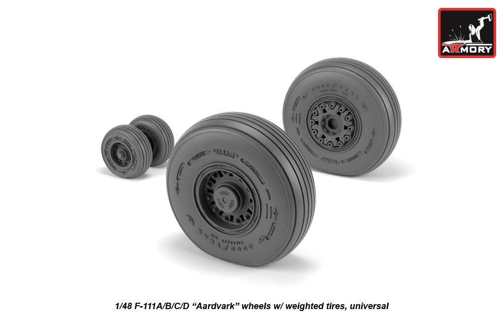 Armory AW48319 1:48 General-Dynamics F-111 Aardvark early type wheels with weighted tires/tyres