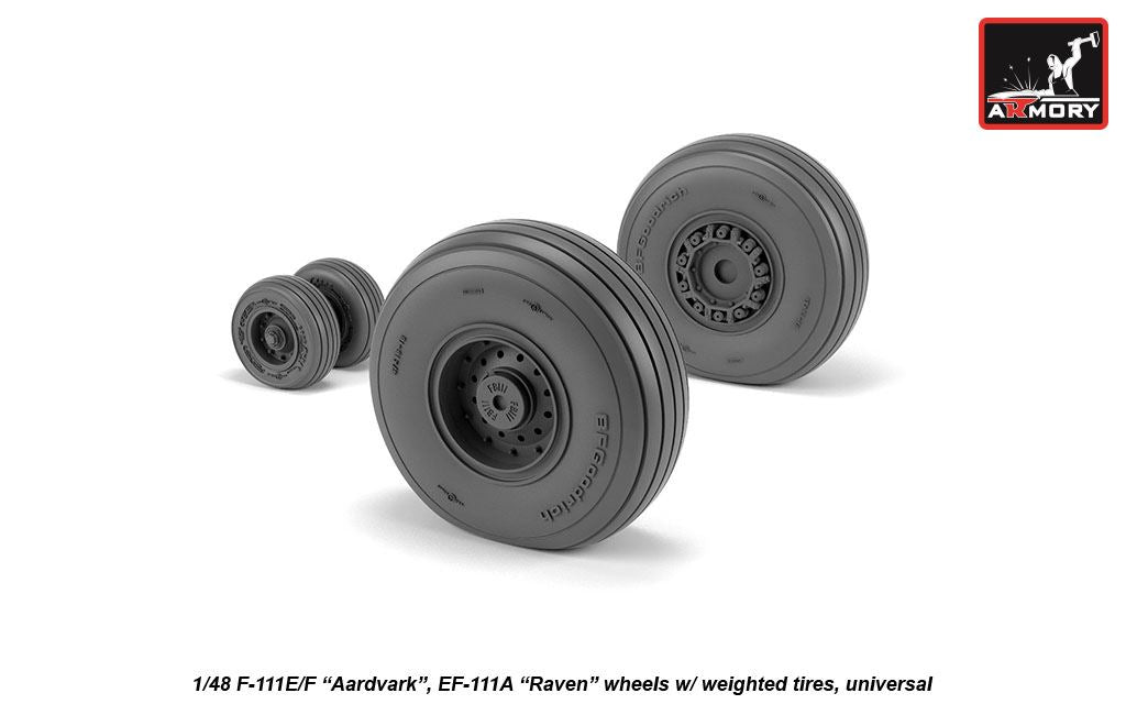 Armory AW48320 1:48 General-Dynamics F-111 Aardvark early type wheels with weighted tires/tyres