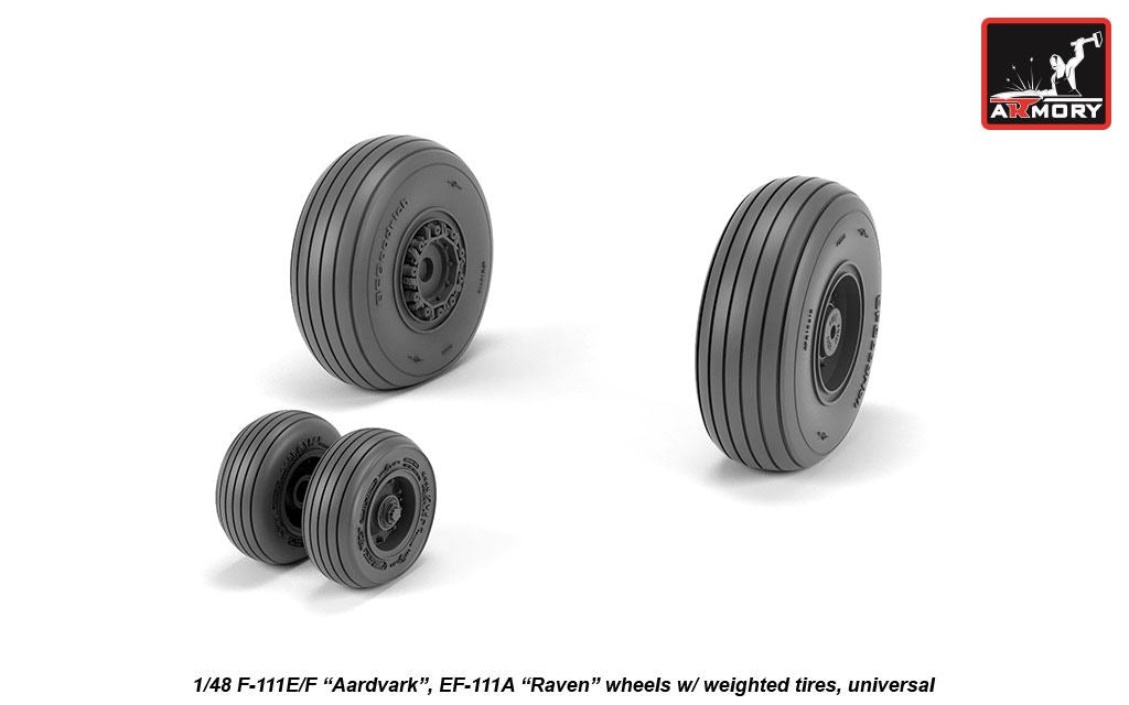 Armory AW48320 1:48 General-Dynamics F-111 Aardvark early type wheels with weighted tires/tyres