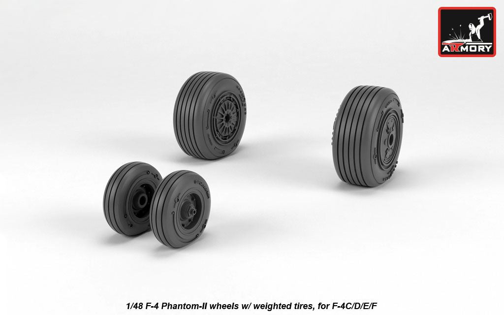 Armory AW48324 1:48 McDonnell F-4 Phantom II wheels with weighted tires/tyres, mid production