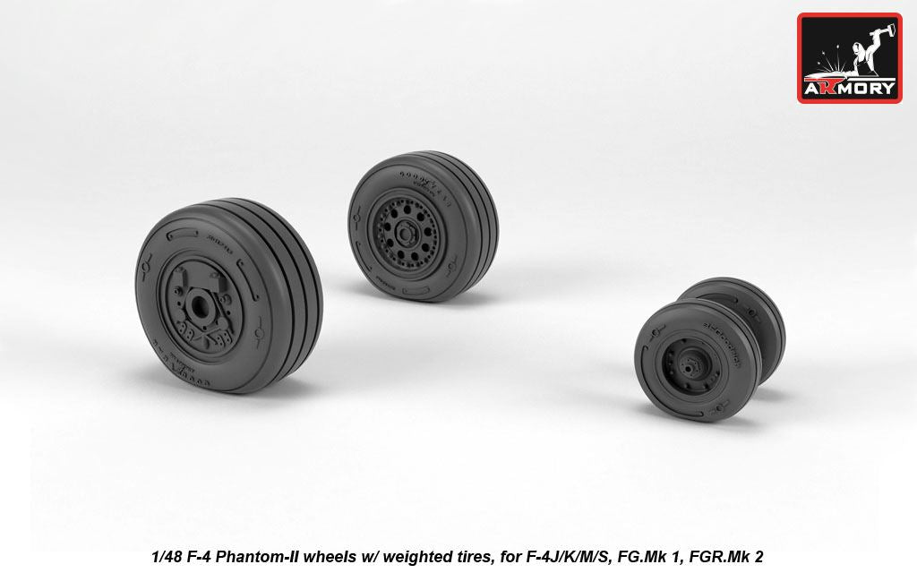 Armory AW48325 1:48 McDonnell F-4 Phantom II wheels with weighted tires/tyres, late production