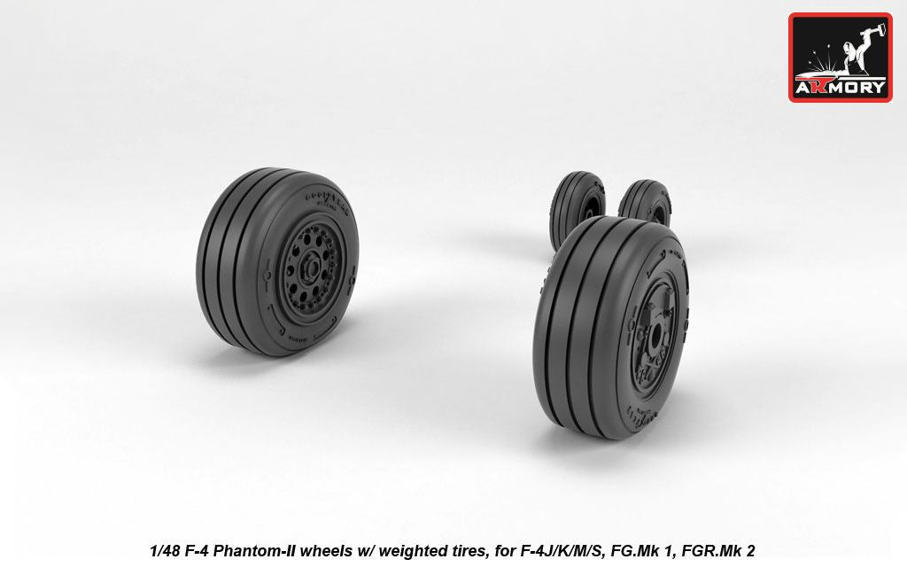 Armory AW48325 1:48 McDonnell F-4 Phantom II wheels with weighted tires/tyres, late production