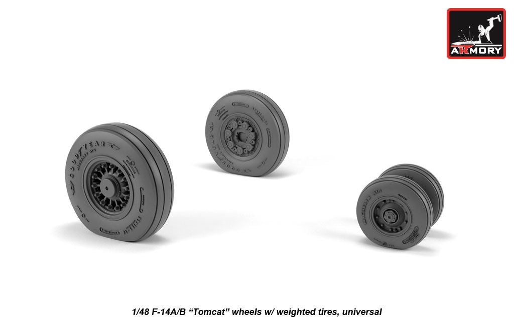 Armory AW48326 1:48 Grumman F-14A/F-14B Tomcat early type wheels with weighted tires/tyres