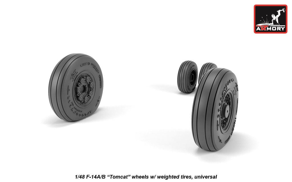 Armory AW48326 1:48 Grumman F-14A/F-14B Tomcat early type wheels with weighted tires/tyres