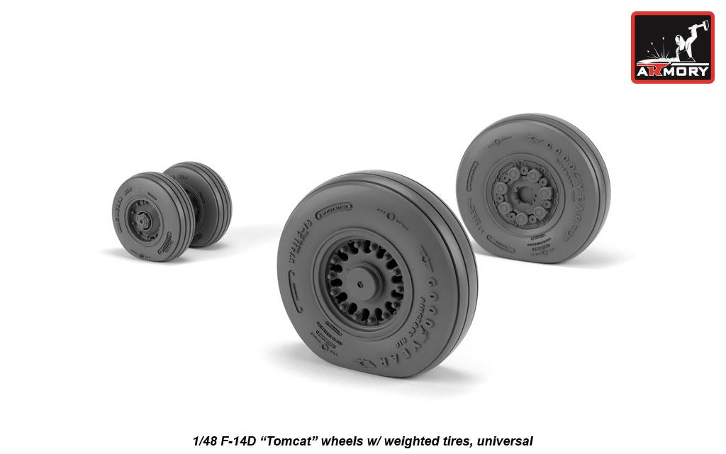 Armory AW48327 1:48 Grumman F-14D Tomcat early type wheels with weighted tires/tyres