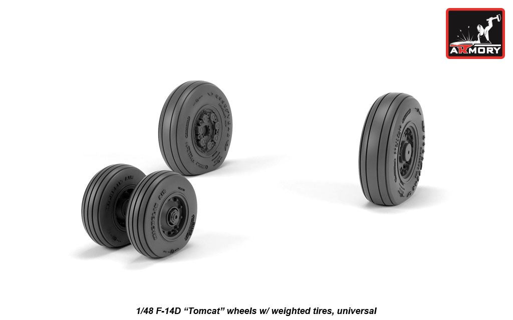 Armory AW48327 1:48 Grumman F-14D Tomcat early type wheels with weighted tires/tyres