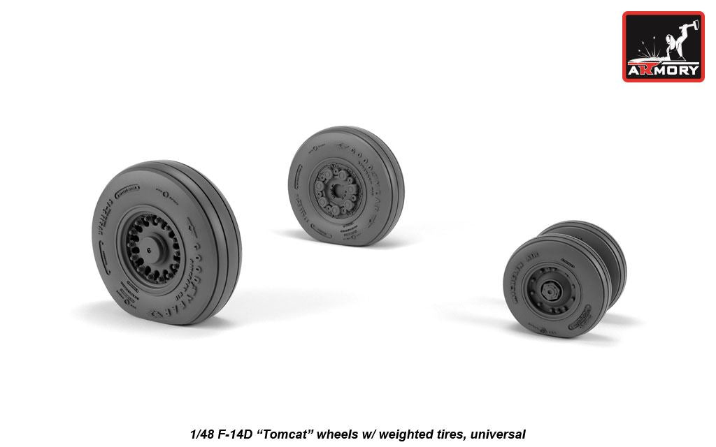 Armory AW48327 1:48 Grumman F-14D Tomcat early type wheels with weighted tires/tyres