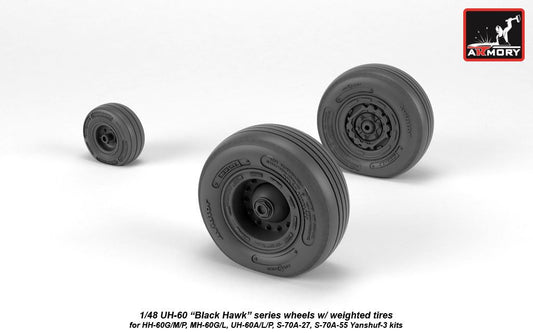 Armory AW48329 1:48 Sikorsky UH-60 Black Hawk wheels with weighted tires/tyres,