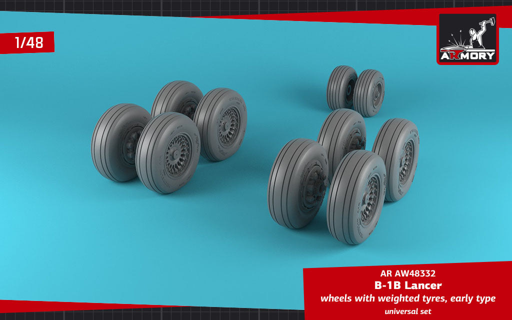 Armory AW48332 1:48 Rockwell B-1B Lancer wheels with weighted tires/tyres early version