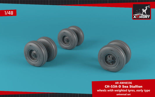 Armory AW48336 1:48 Sikorsky CH-53A/CH-53D Sea Stallion wheels with weighted tires, early