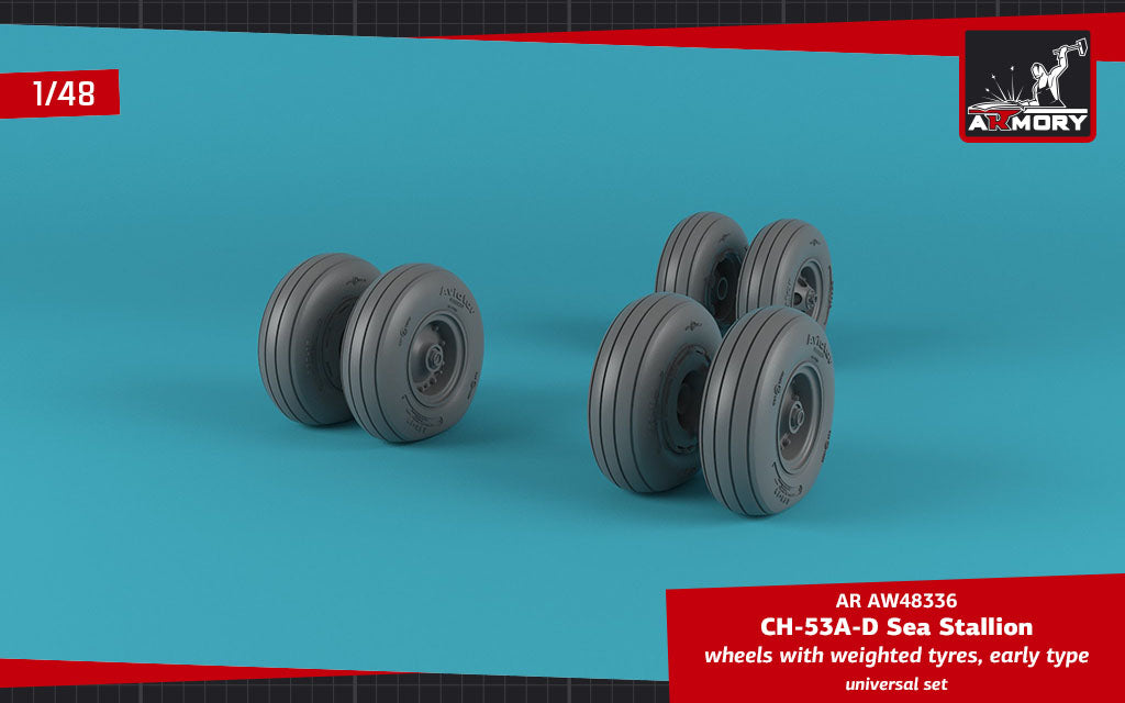 Armory AW48336 1:48 Sikorsky CH-53A/CH-53D Sea Stallion wheels with weighted tires, early