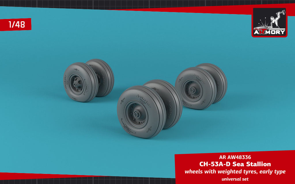 Armory AW48336 1:48 Sikorsky CH-53A/CH-53D Sea Stallion wheels with weighted tires, early