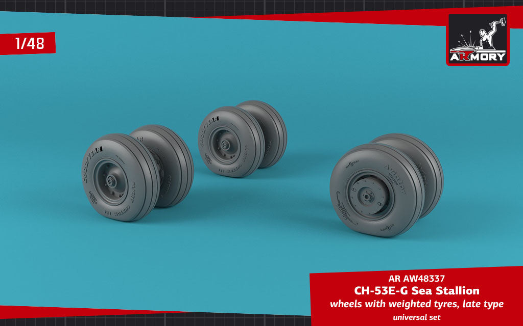 Armory AW48337 1:48 Sikorsky CH-53E-G Sea Stallion wheels with weighted tires, late