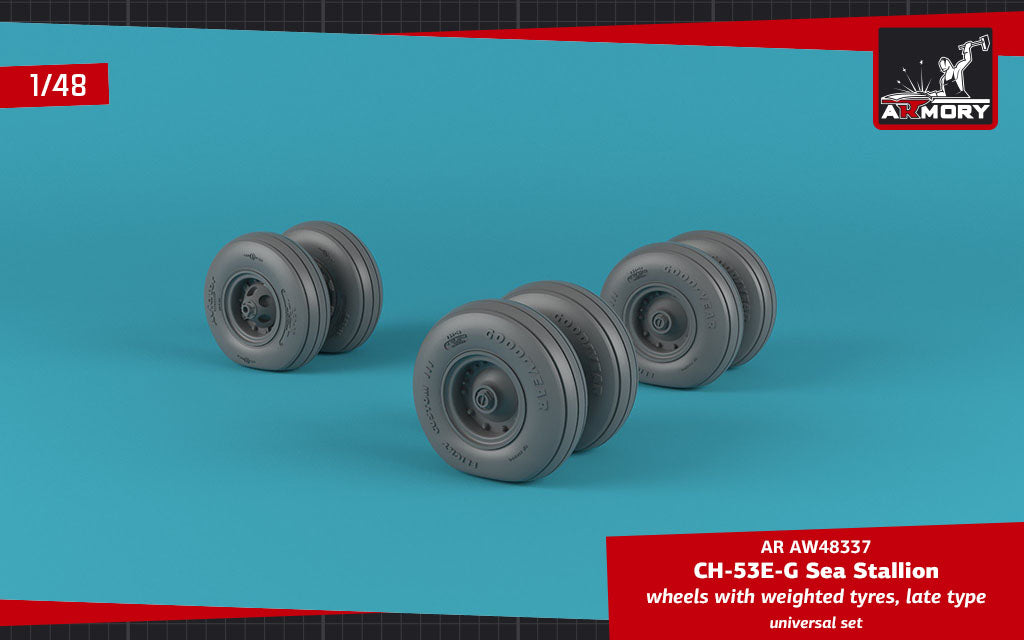 Armory AW48337 1:48 Sikorsky CH-53E-G Sea Stallion wheels with weighted tires, late