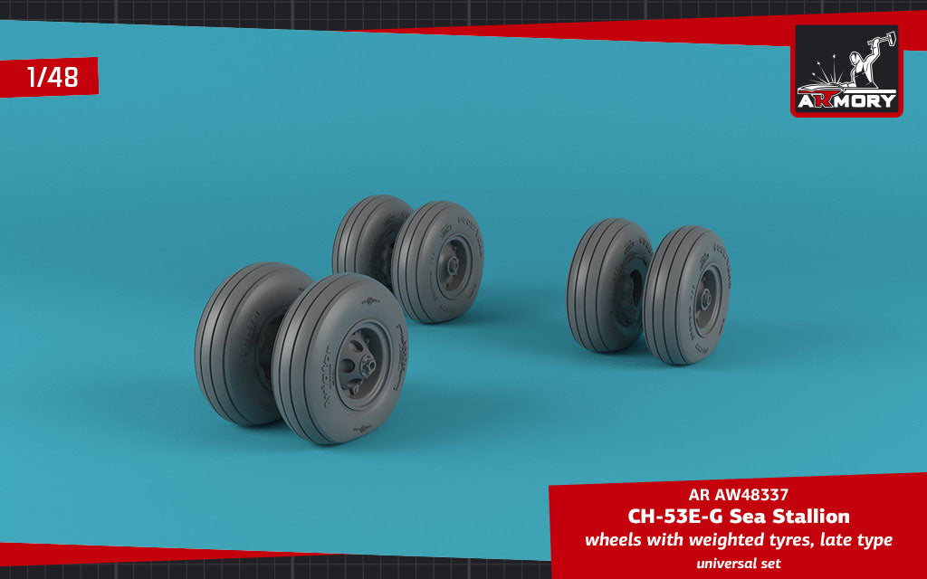 Armory AW48337 1:48 Sikorsky CH-53E-G Sea Stallion wheels with weighted tires, late