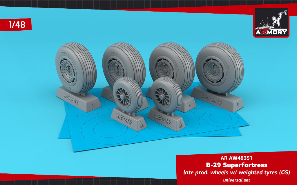 Armory AW48351 1:48 Boeing B-29 Superfortress late production wheels with weighted tyres (GS)