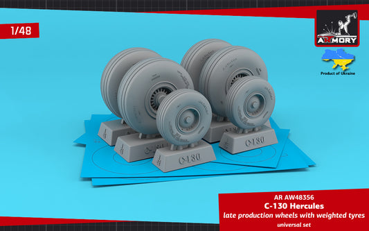 Armory AW48356 1:48 Lockheed C-130 Hercules wheels with weighted effect tyres, late