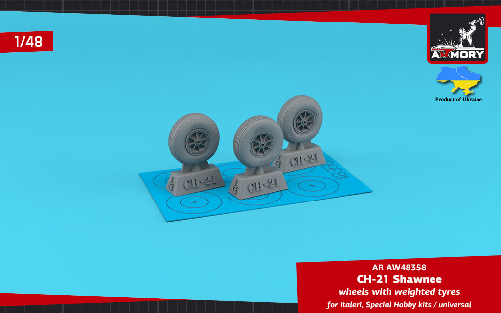 Armory AW48358 1:48 Piasecki H-21 Shawnee wheels with weighted tyres