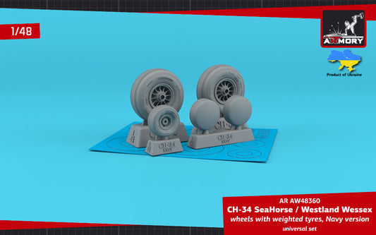 Armory AW48360 1:48 Sikorsky CH-34 Sea Horse (Navy version) / Westland Wessex wheels with weighted tyres