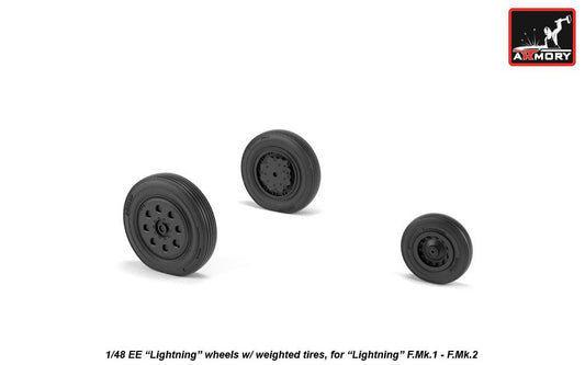 Armory AW48407 1:48 BAC/EE Lightning F.2A/F.6 F.1/F.1A/F.2/F.3 wheels with weighted tires/tyres, early, for F.Mk.1 - F.Mk.2