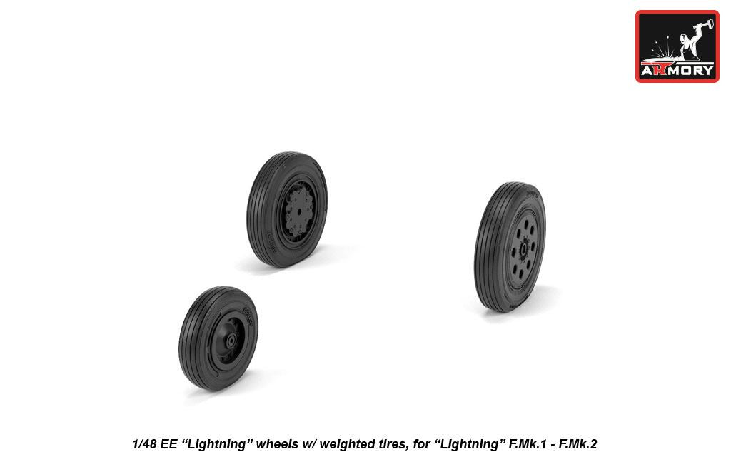Armory AW48407 1:48 BAC/EE Lightning F.2A/F.6 F.1/F.1A/F.2/F.3 wheels with weighted tires/tyres, early, for F.Mk.1 - F.Mk.2