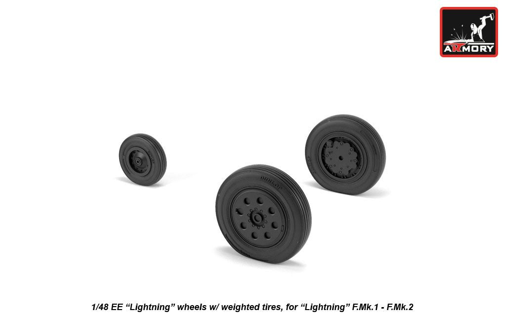 Armory AW48407 1:48 BAC/EE Lightning F.2A/F.6 F.1/F.1A/F.2/F.3 wheels with weighted tires/tyres, early, for F.Mk.1 - F.Mk.2